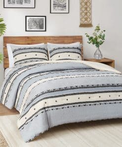 Juego de edredón Boho Queen Azul, Ropa de cama de tamaño