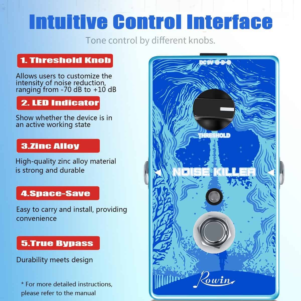 Pedal de Guitarra Rowin Noise Killer Reducción de Ruido - Imagen 4