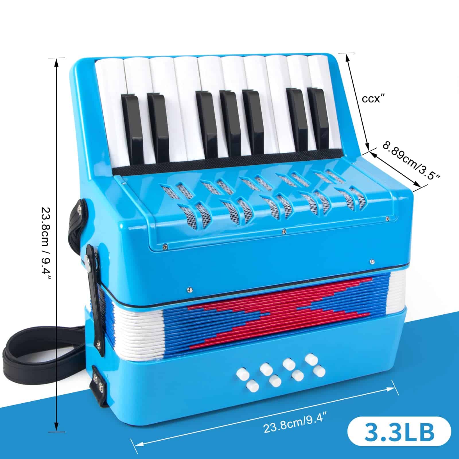 Acordeón, 17 Teclas Acordeón de Piano para Niños 8 Bajos - Imagen 3