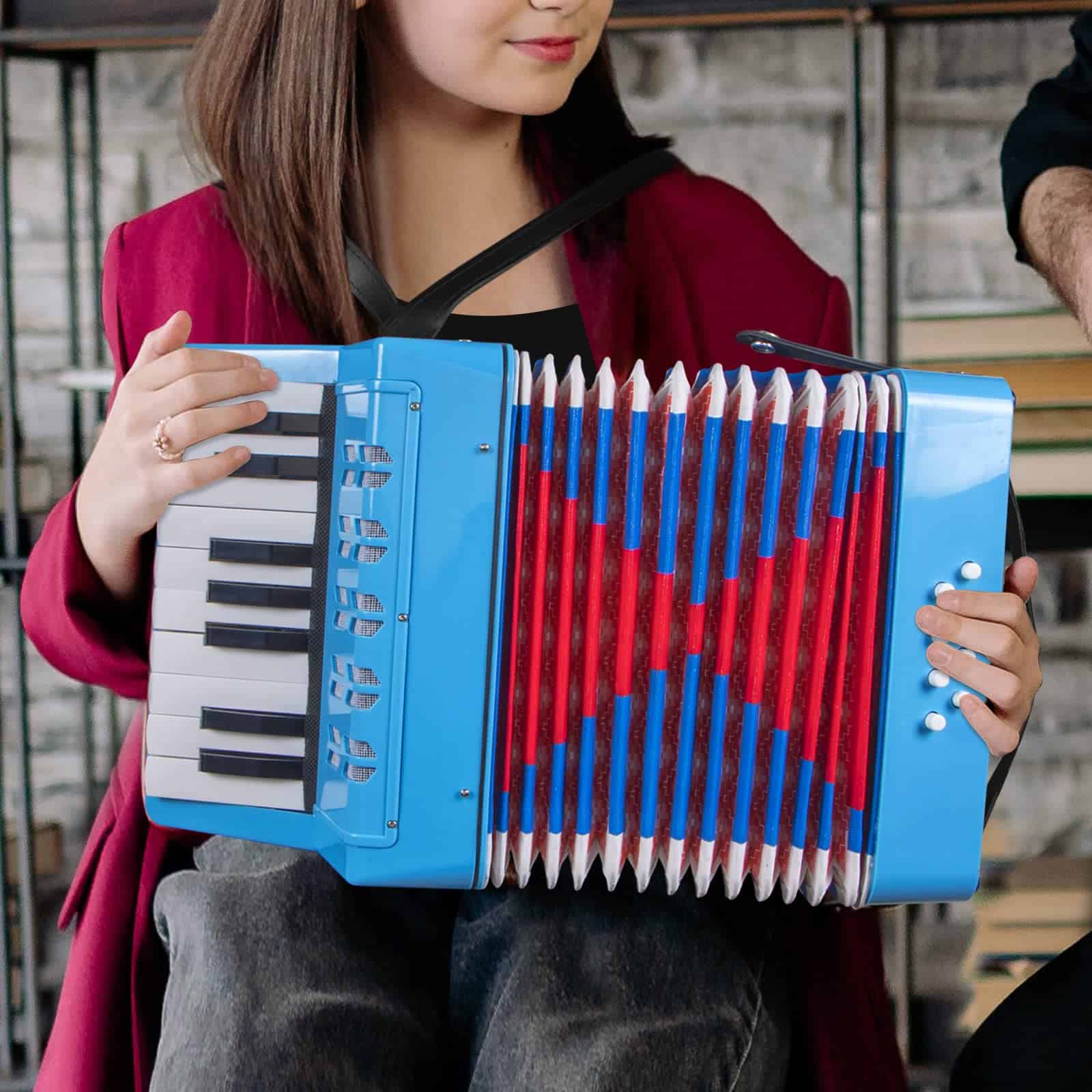 Acordeón, 17 Teclas Acordeón de Piano para Niños 8 Bajos - Imagen 8