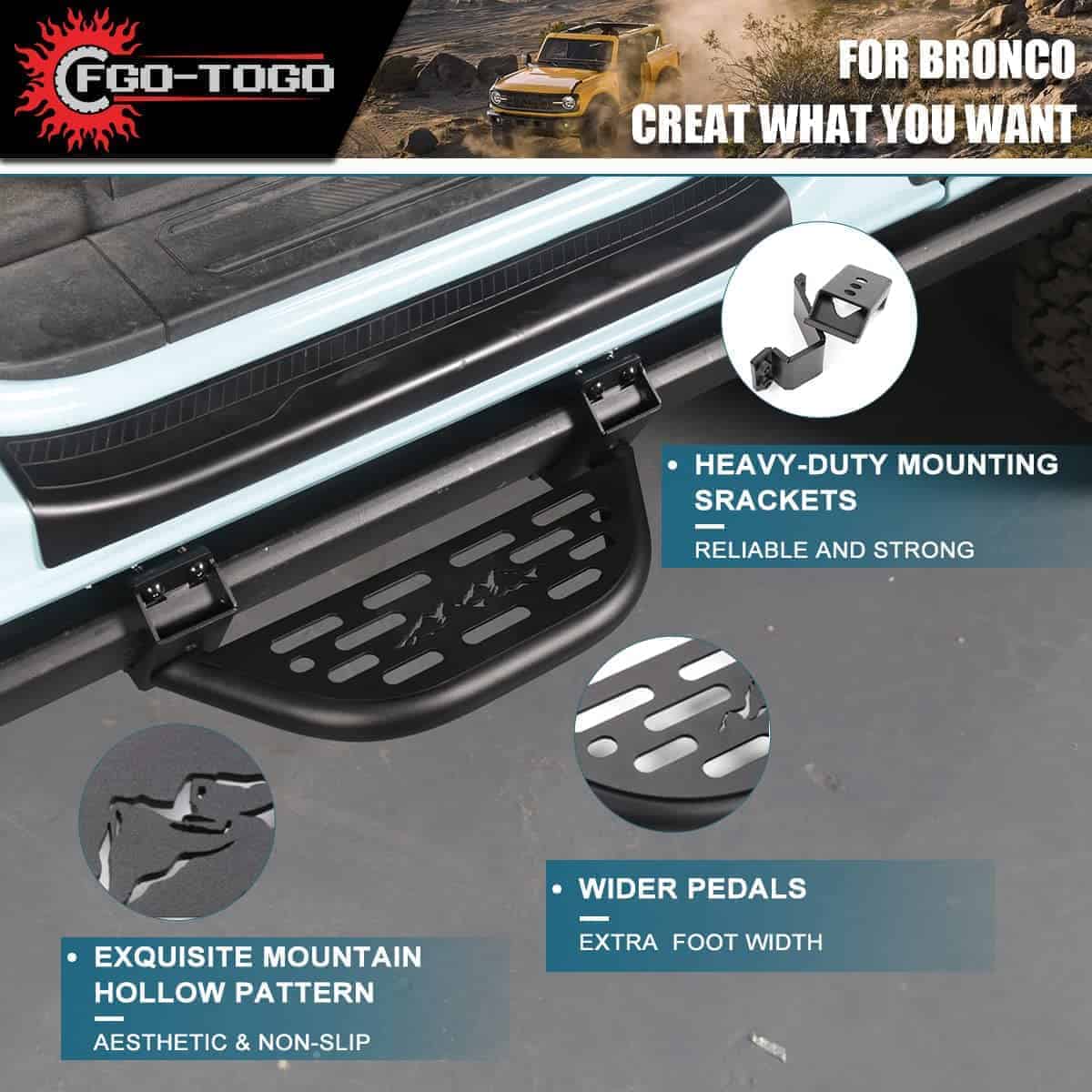 Fgo-togo Pasos Laterales para Accesorios Ford Bronco 2021 - Imagen 4