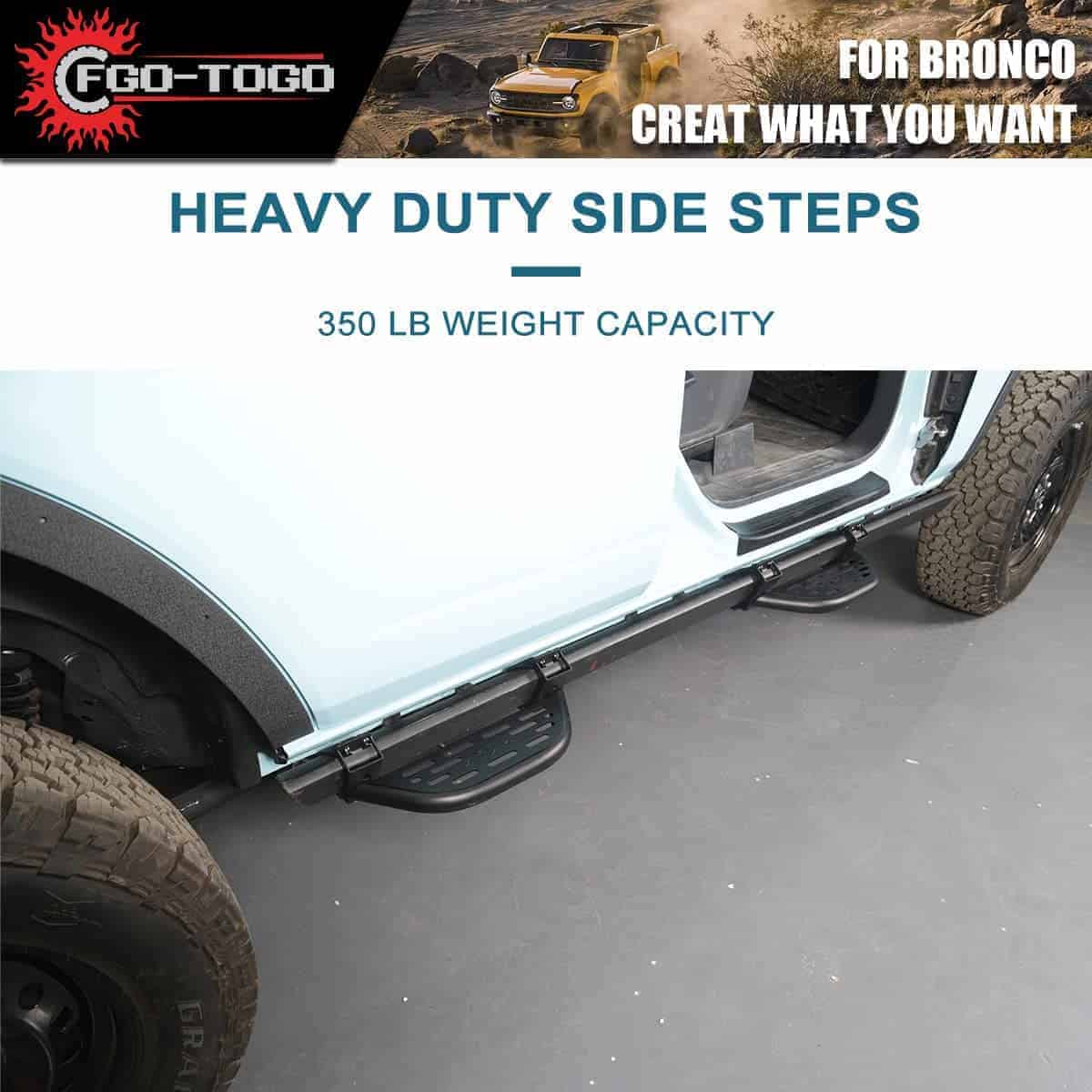 Fgo-togo Pasos Laterales para Accesorios Ford Bronco 2021 - Imagen 6