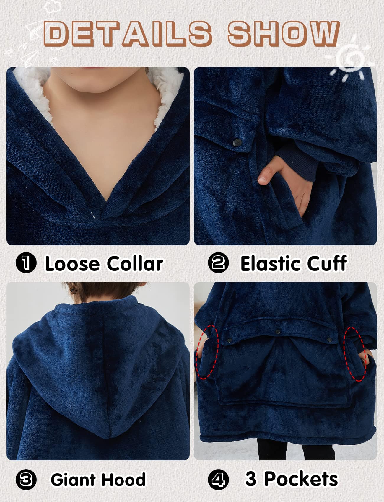 Manta con Capucha para Niños - Sudadera Manta con Capucha - Imagen 5