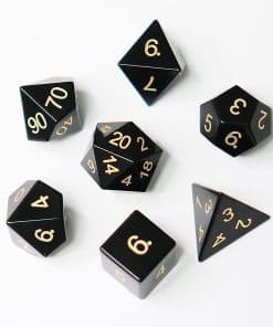 Conjunto de 7 dados de gema de Obsidiana Negra Natural para