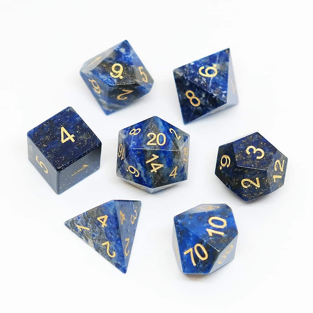 Juego de Dados de Gema Natural de Lapislázuli 7 Piezas D&D