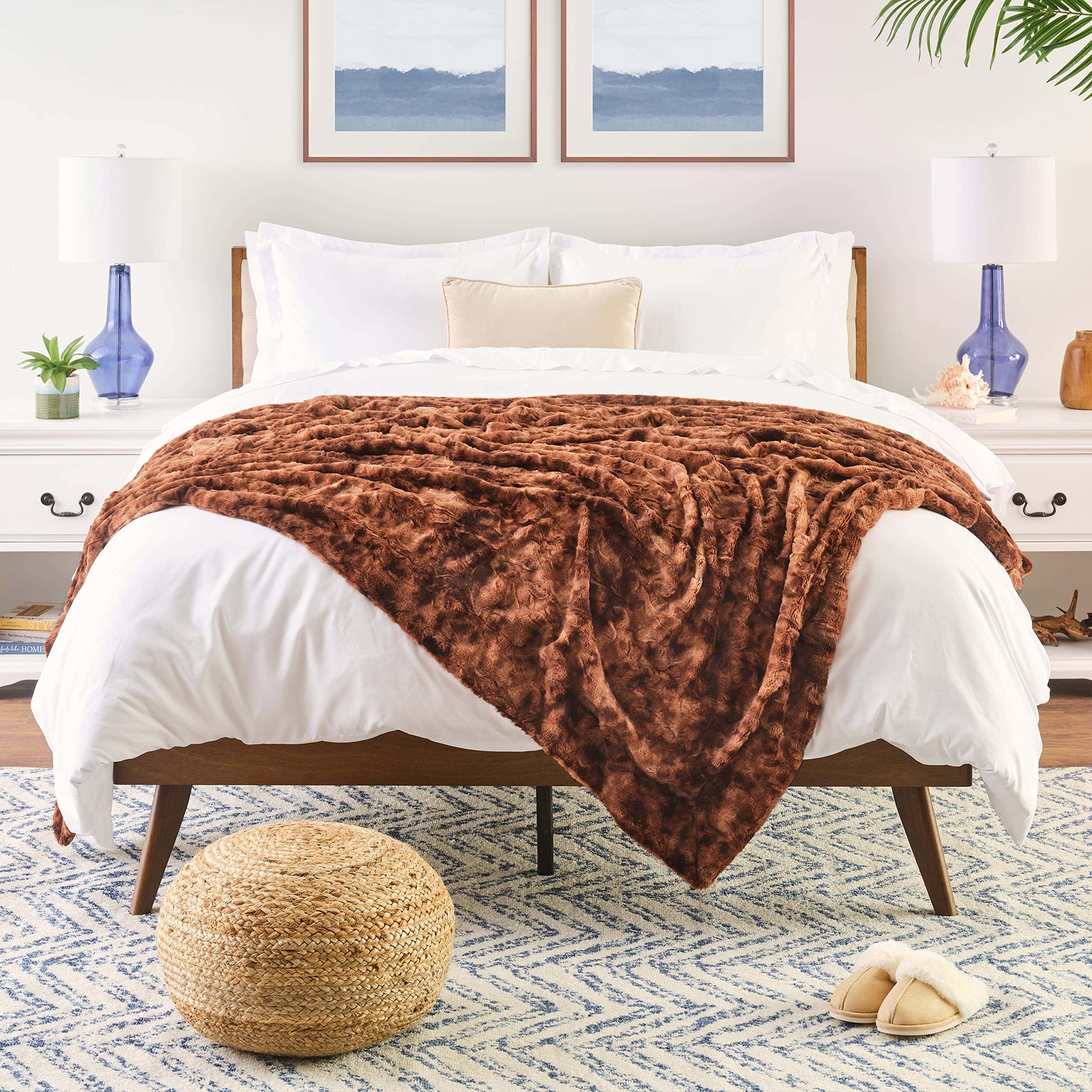 Manta de piel sintética doble premium Chanasya con diseño - Imagen 3