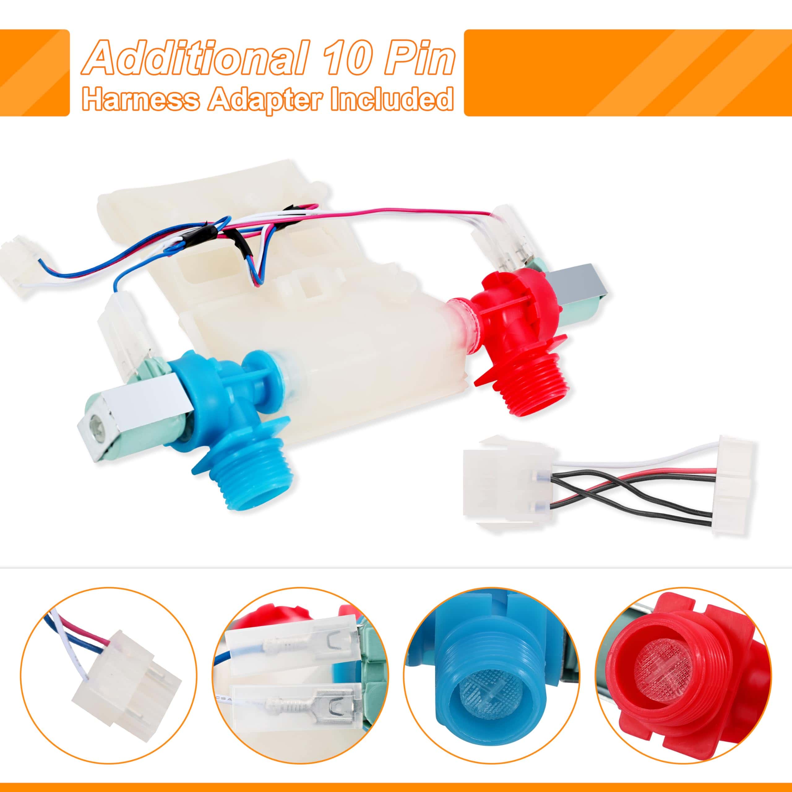 Válvula de entrada de agua para lavadora de repuesto - Imagen 3