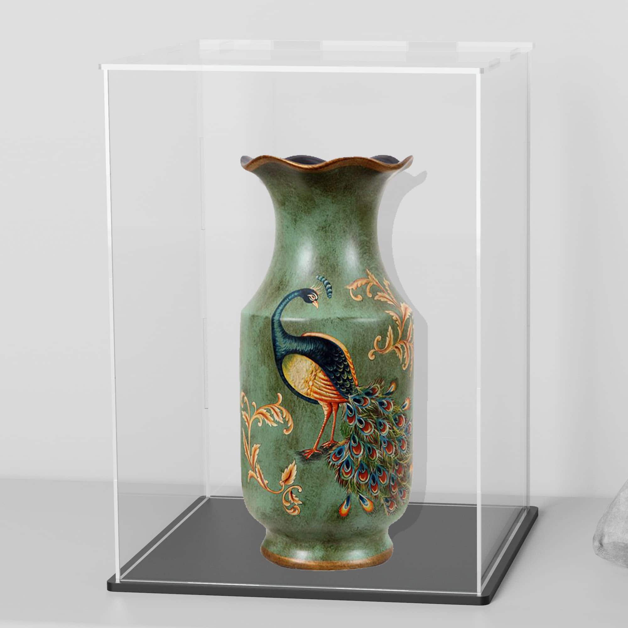 HEMYLU Caja de Acrílico con Base de Negro Mate, Vitrina de