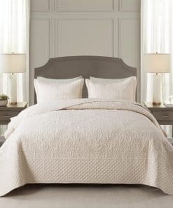 Juego de Colcha NEWLAKE, Beige Jacquard Estampado Floral en