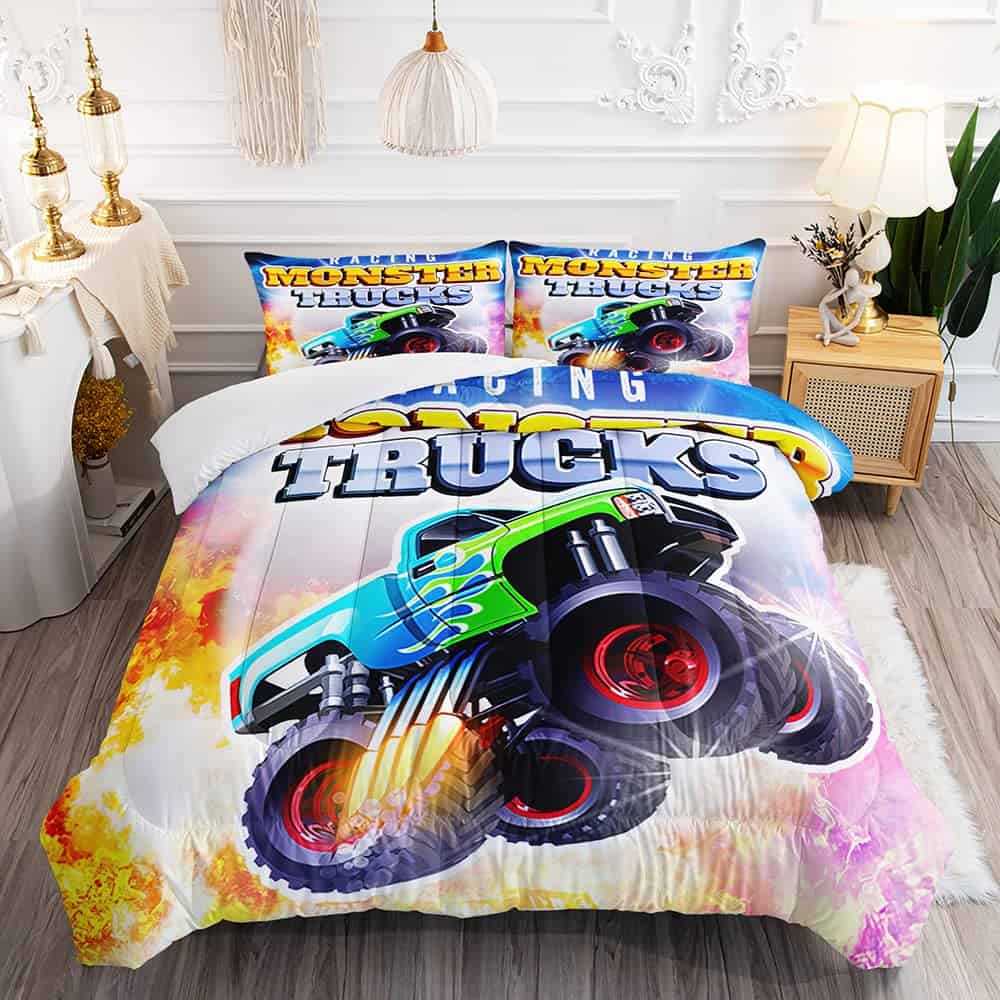 Juego de Edredón de Carreras de Camiones Monstruo Locos en