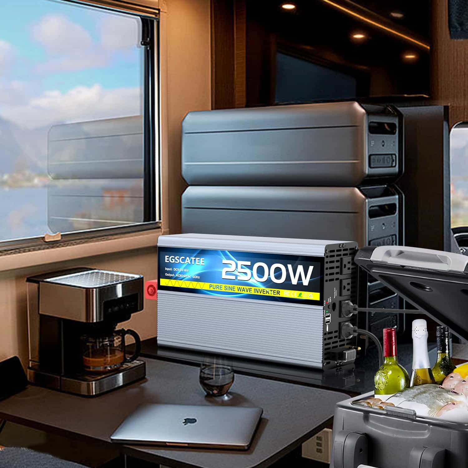 Inversor de Onda Sinusoidal Pura EGSCATEE 2500W 12V DC a - Imagen 10