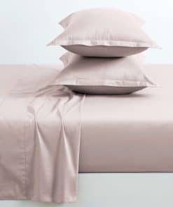 Juego de sábanas de color sólido de lujo -Rosa Polvo
