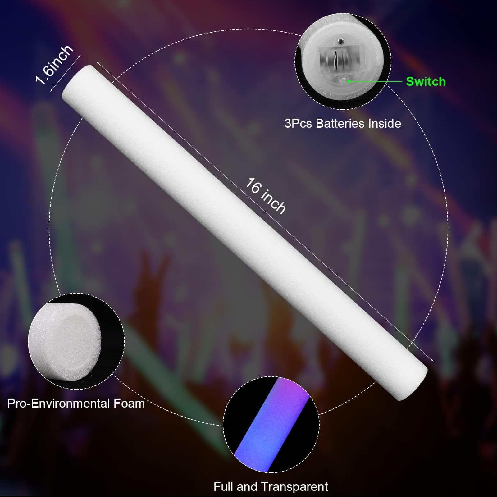 Paquete de fiesta de palos luminosos gigantes - 150 pcs - Imagen 4