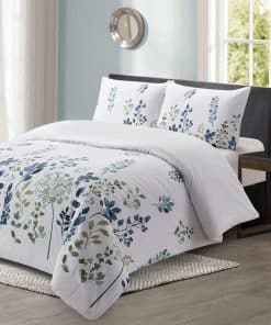 Juego de Funda de Edredón 100% Poliéster Floral Azul Style