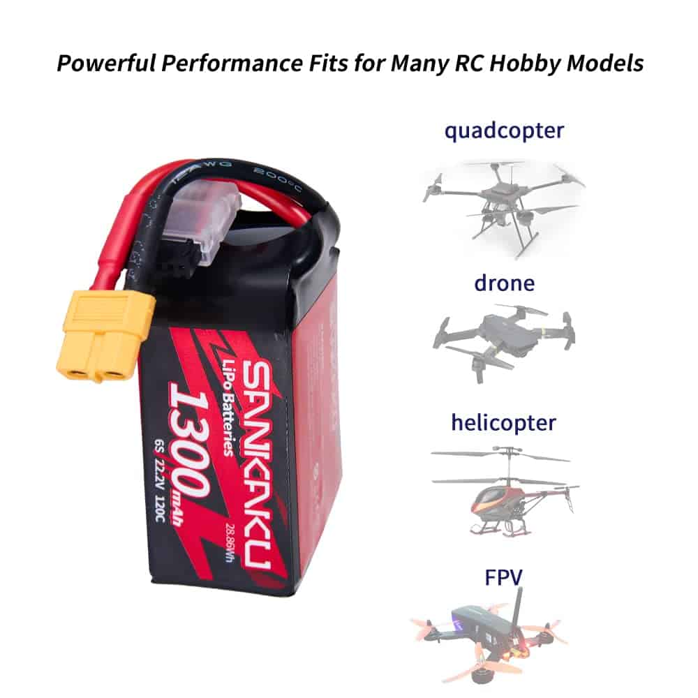 SANKAKU 2PCS Batería Lipo 1300mAh 6S 120C 22.2V Pack Blando - Imagen 6