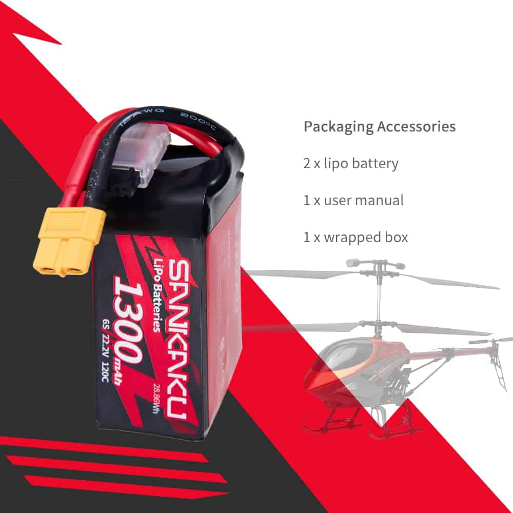 SANKAKU 2PCS Batería Lipo 1300mAh 6S 120C 22.2V Pack Blando - Imagen 8