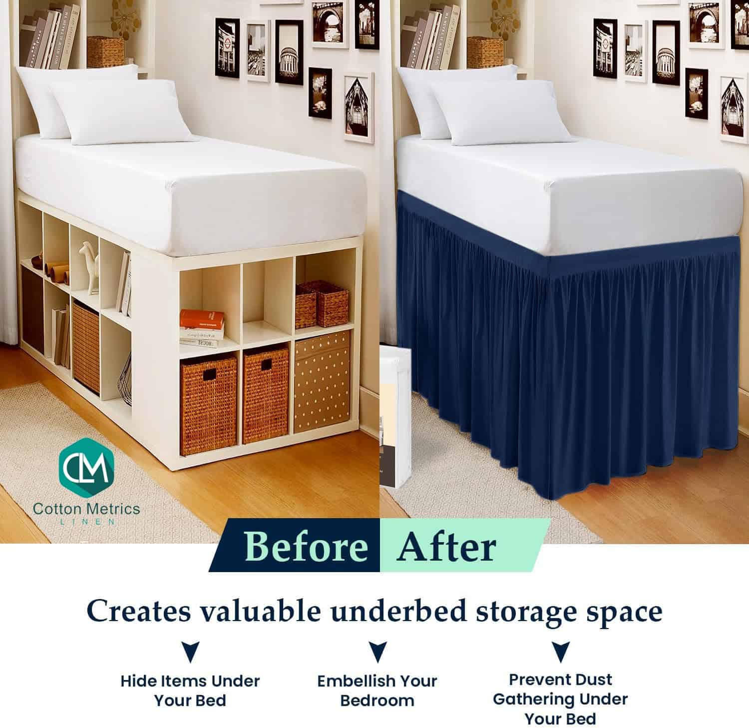 Faldón de Cama para Habitación Universitaria Twin XL - - Imagen 4