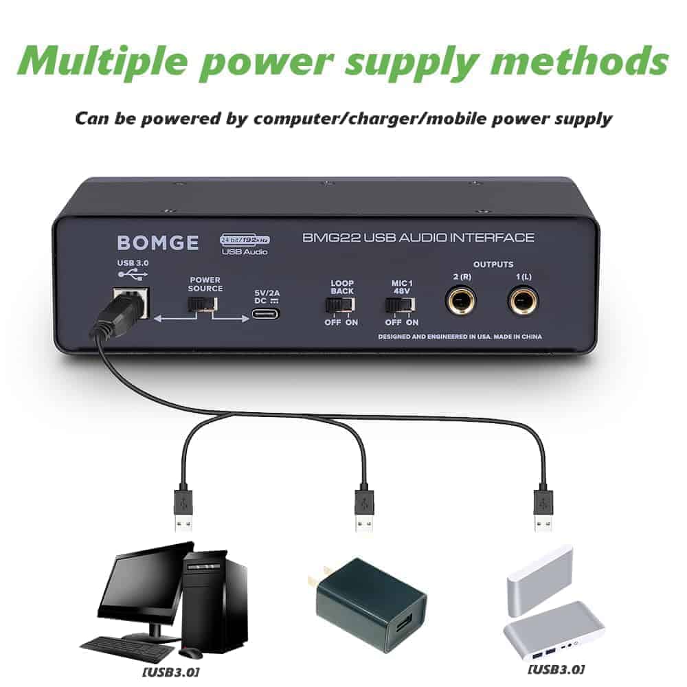 Interfaz de Audio USB BOMGE (24 bit/192 kHz) con XLR, - Imagen 10