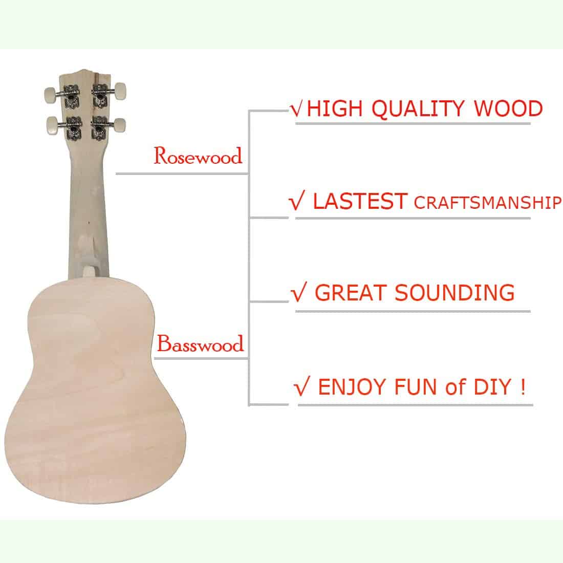 Kit de Ukulele DIY, Construye tu Propio Ukulele Concierto - Imagen 6