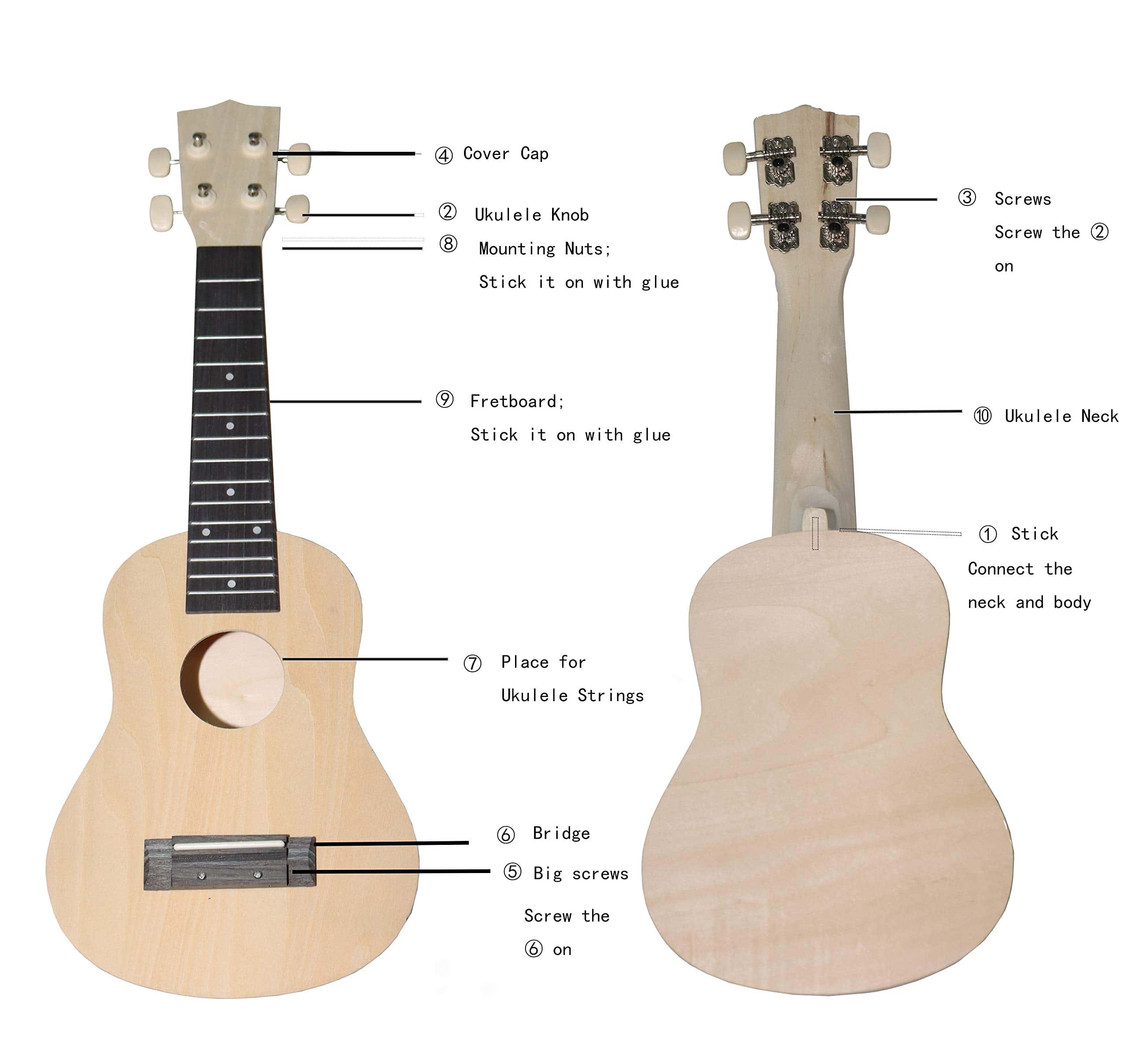 Kit de Ukulele DIY, Construye tu Propio Ukulele Concierto - Imagen 7