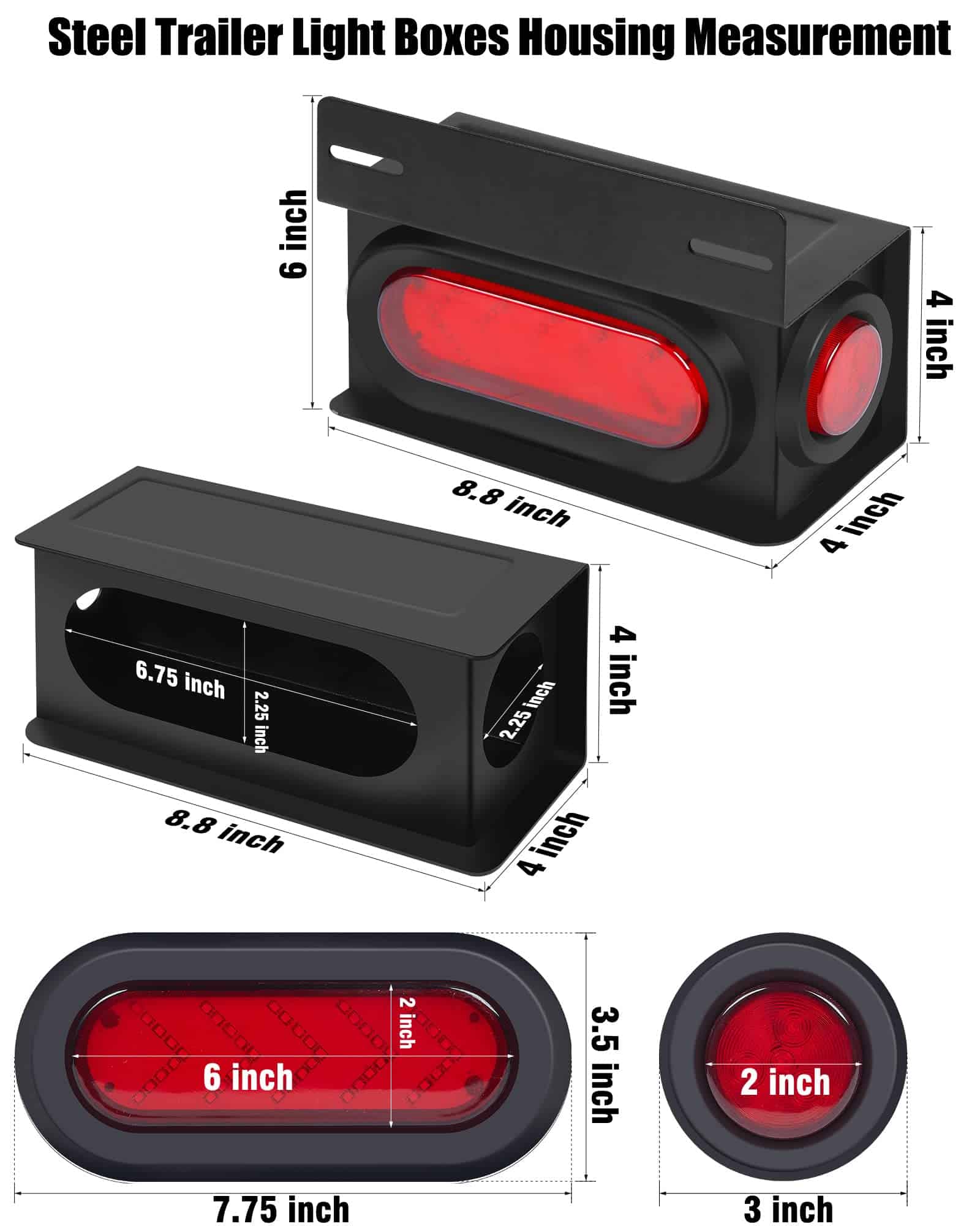 Kit de Cajas de Montaje de Luz de Remolque de Acero Ovalado - Imagen 7