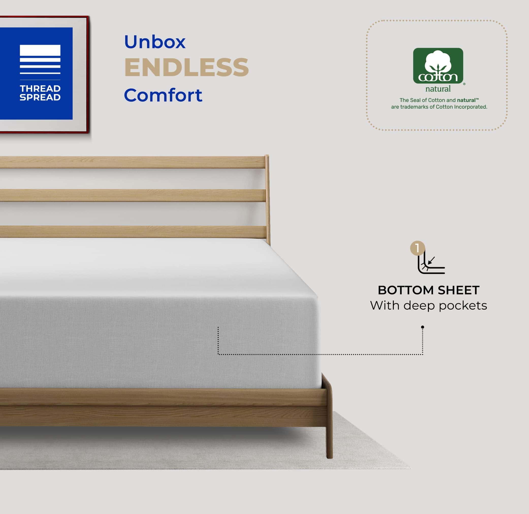 Sábana Ajustable Thread Spread 100% Algodón -Plata - Imagen 4