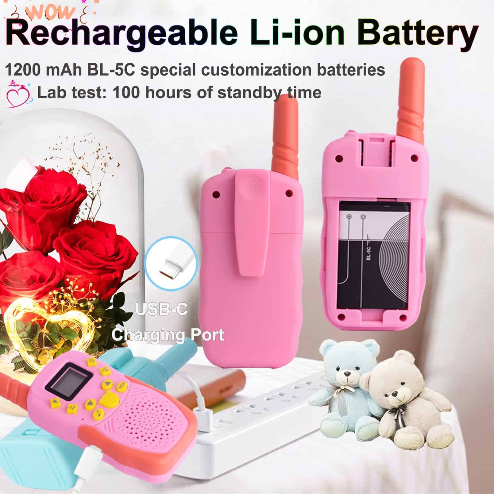 Walkie Talkies para Niños Recargables 3 Pack Largo Alcance - Imagen 4