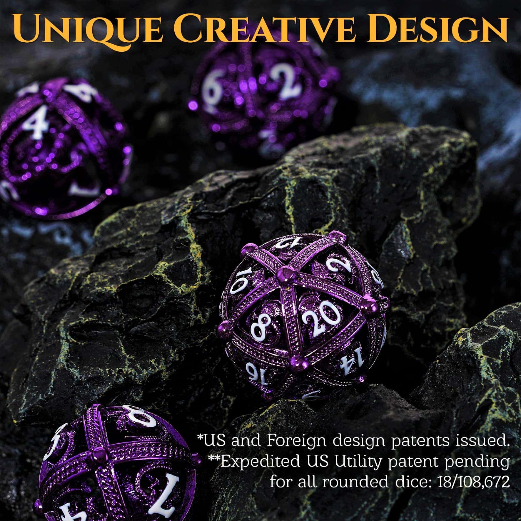 Set de dados de DND de metal - Diseño único de esfera hueca - Imagen 4