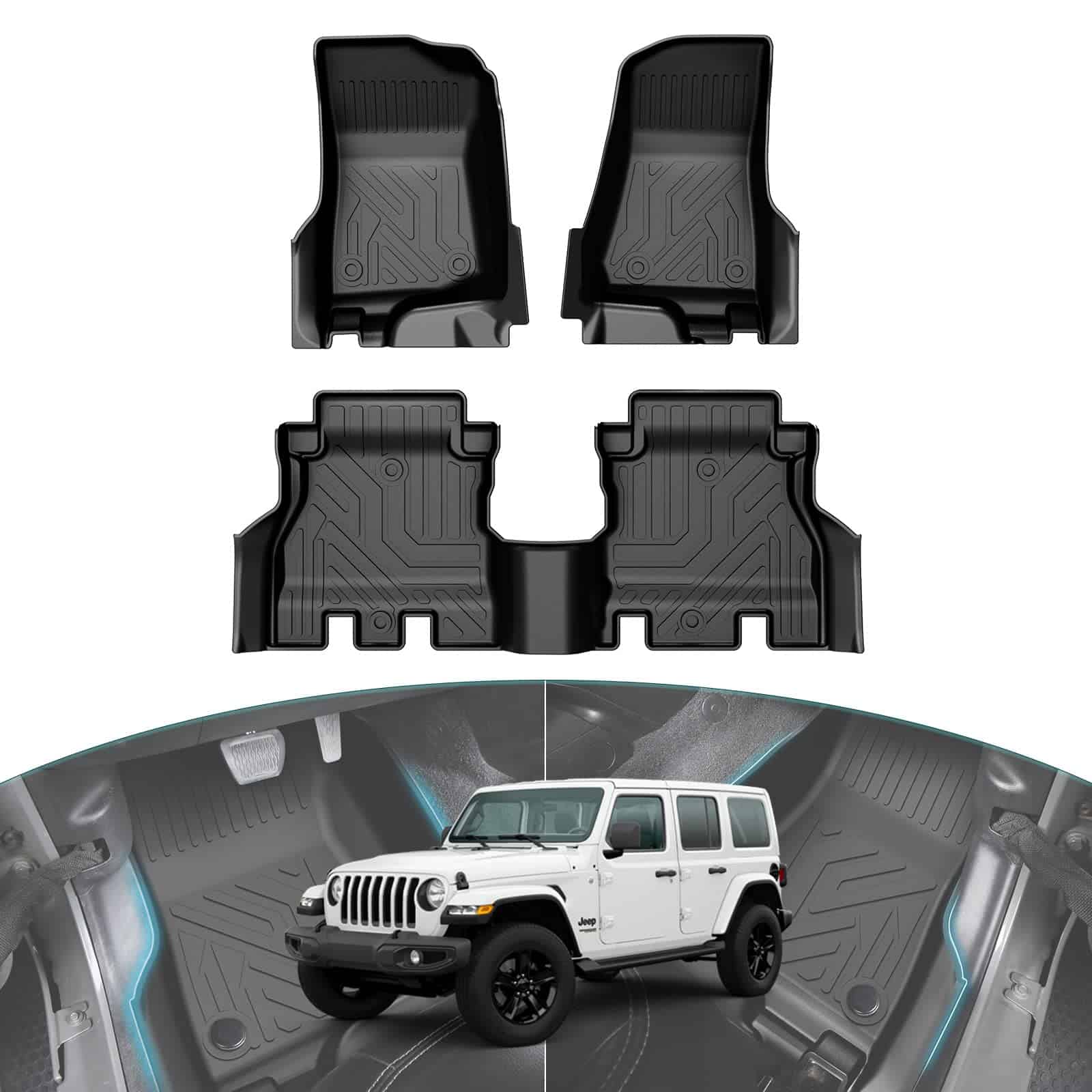 Tapetes para piso Huidnnas para Jeep Wrangler JL, Tapetes