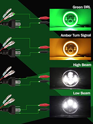 UNI-SHINE Faro LED de 7 pulgadas con Halo Verde Hi/Lo Beam - Imagen 6