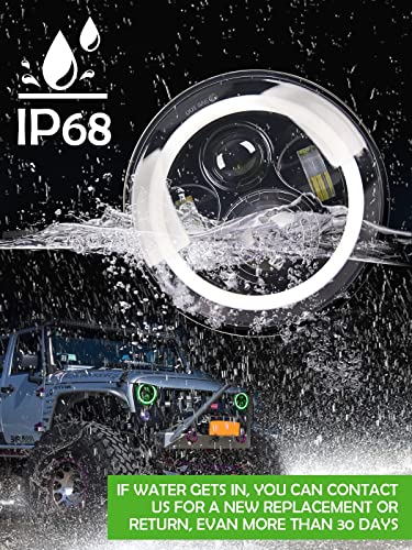 UNI-SHINE Faro LED de 7 pulgadas con Halo Verde Hi/Lo Beam - Imagen 8