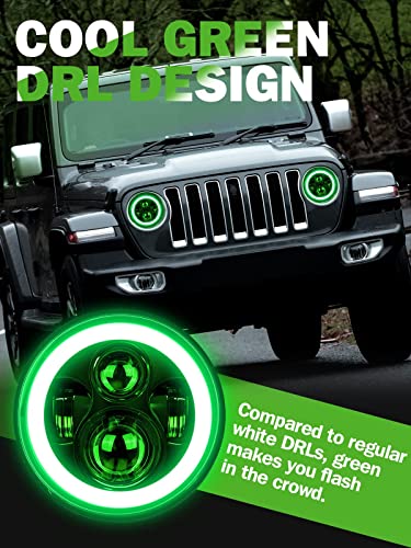 UNI-SHINE Faro LED de 7 pulgadas con Halo Verde Hi/Lo Beam - Imagen 4