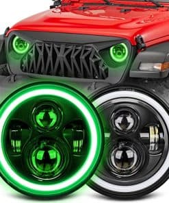 UNI-SHINE Faro LED de 7 pulgadas con Halo Verde Hi/Lo Beam