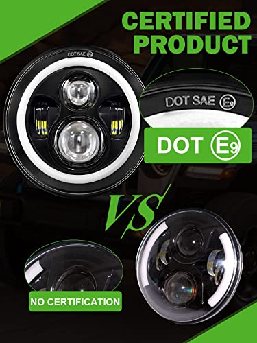 UNI-SHINE Faro LED de 7 pulgadas con Halo Verde Hi/Lo Beam - Imagen 9