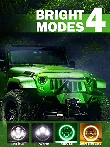 UNI-SHINE Faro LED de 7 pulgadas con Halo Verde Hi/Lo Beam - Imagen 3