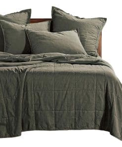 Juego de Colcha de Tres Piezas de Lienzo de Algodón Lavado