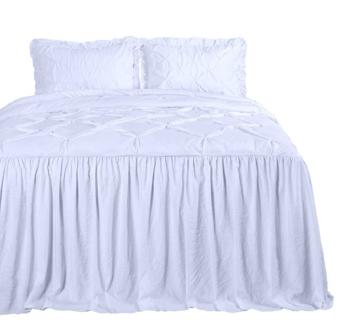 Juego de Colcha de Pliegues Fruncidos con Falda en Volantes - Imagen 9