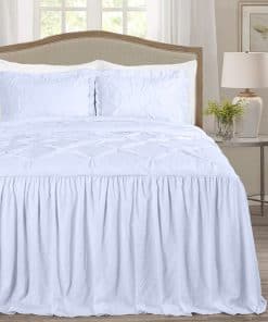 Juego de Colcha de Pliegues Fruncidos con Falda en Volantes