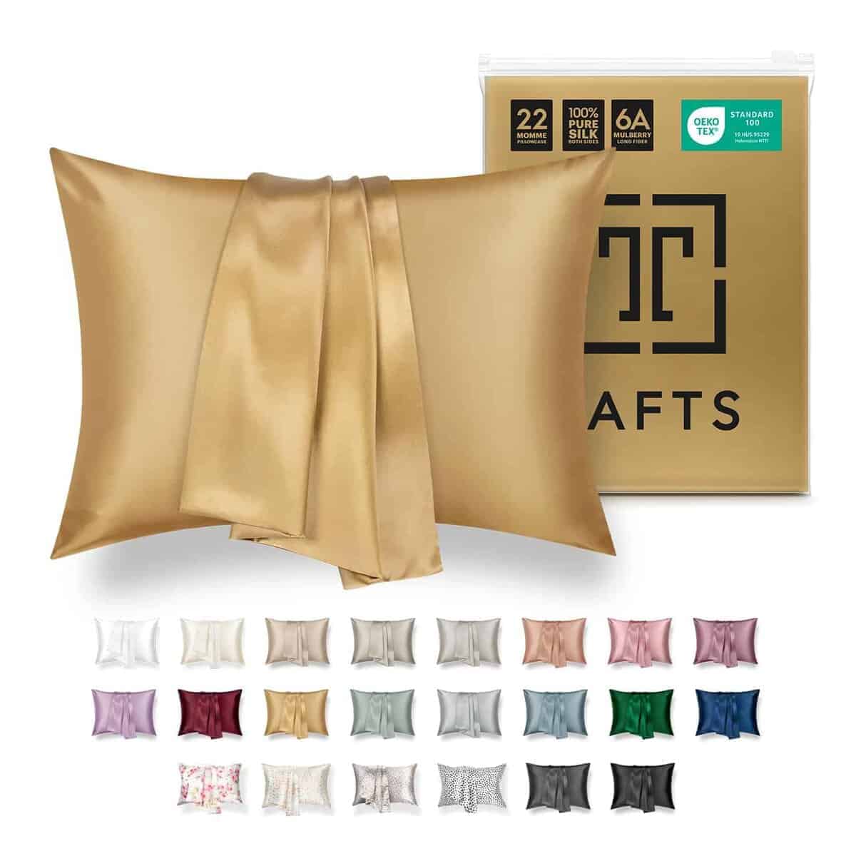 Funda de Almohada de Seda Tafts - 22mm 100% -Dorado