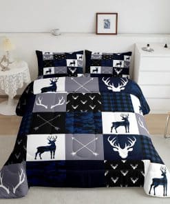 Juego de edredón Manfei Camo Deer Antlers Full, Patchwork