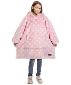 Manta con Capucha Catalonia para Niños, -Rosa con Lunares -
