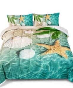 Juego de Edredón Oceánico para Cama de Playa Tamaño