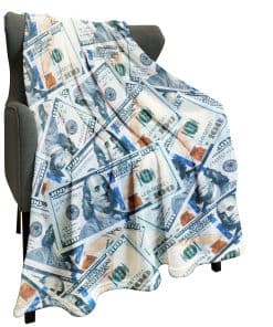 Manta de felpa HommomH 60" x 80" Azul Billete de 100