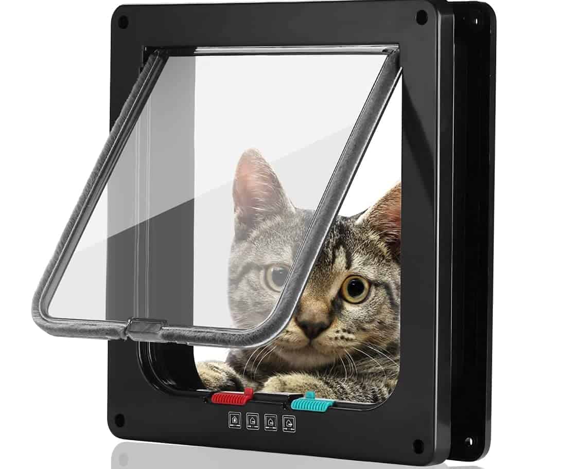 Puerta para Gato con Cerradura de 4 Vías de Tamaño Grande
