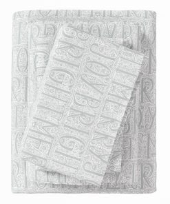 Juego de sábanas de franela tamaño Queen - -Gris Palabras Fe