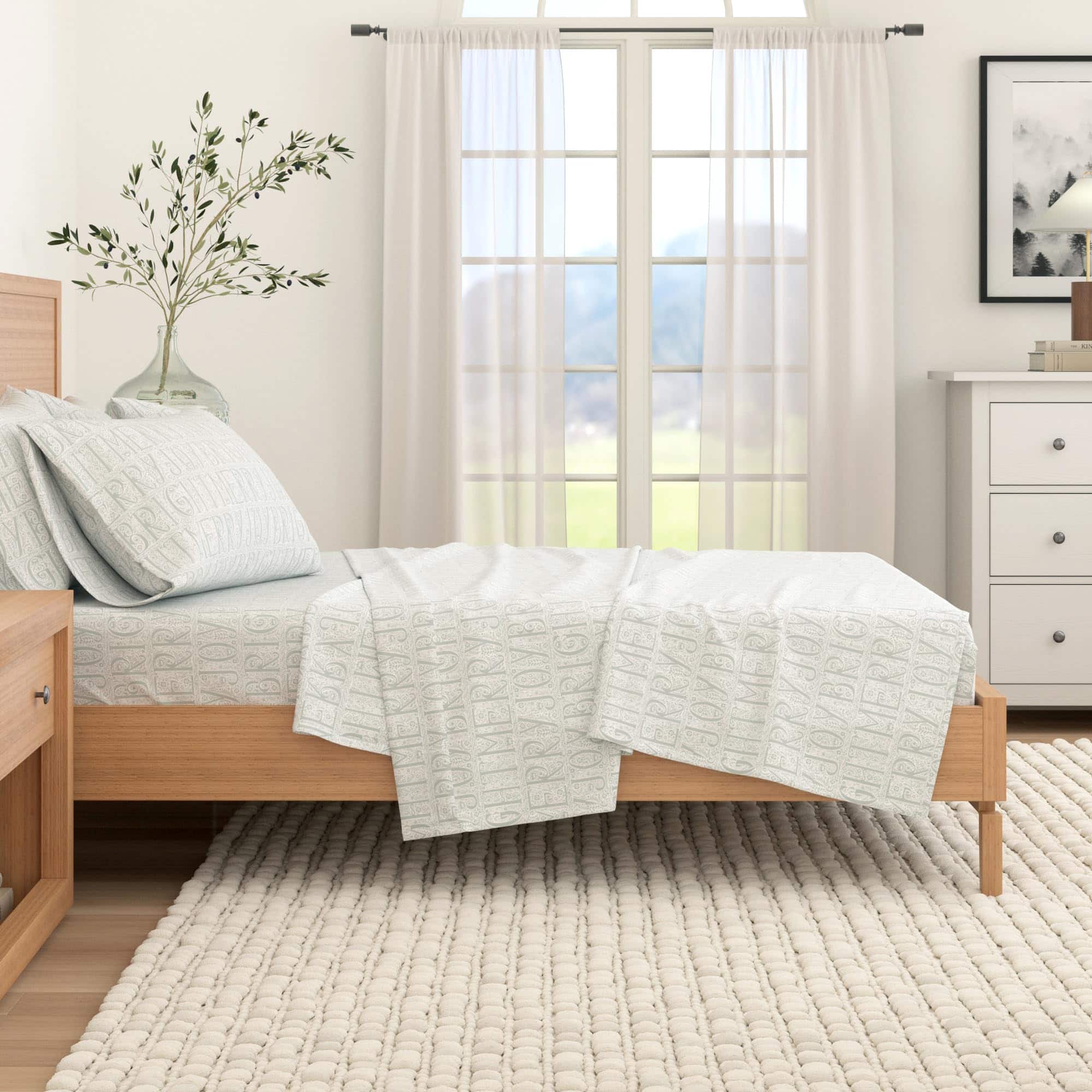 Juego de sábanas de franela tamaño Twin - -Gris Palabras de - Imagen 7