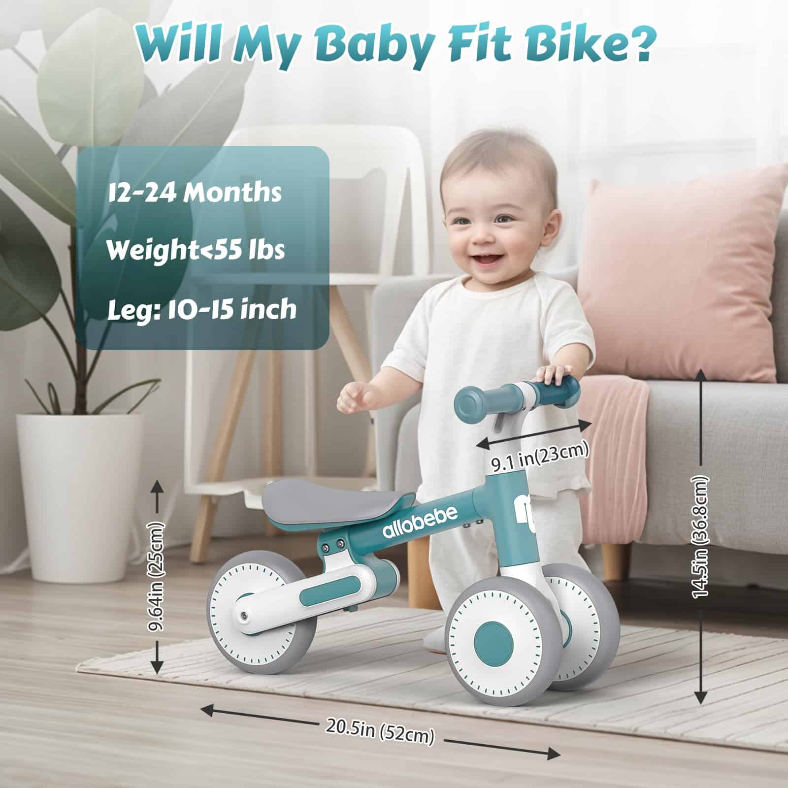 Bicicleta de Equilibrio para Bebés Allobebe 1 Año, - Imagen 7