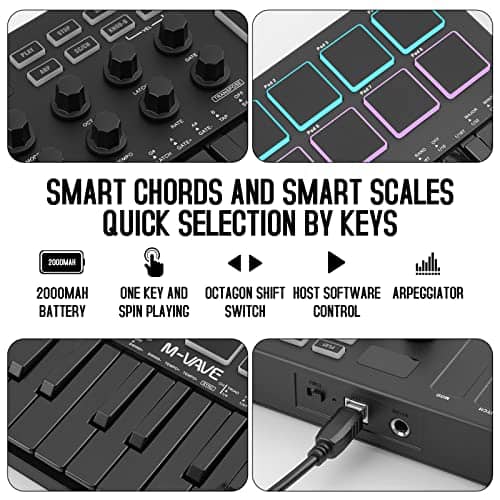 Controlador de teclado MIDI USB de 25 teclas M-WAVE con 8 - Imagen 6
