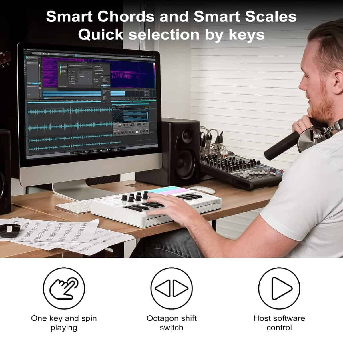 Controlador de teclado MIDI USB de 25 teclas M-WAVE con 8 - Imagen 5