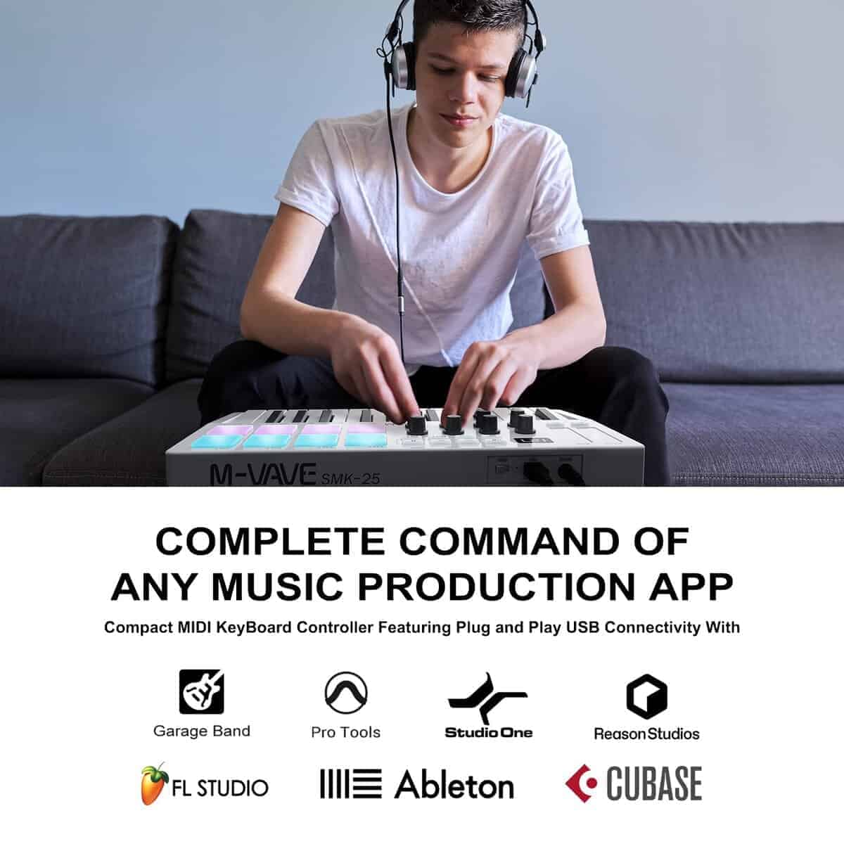Controlador de teclado MIDI USB de 25 teclas M-WAVE con 8 - Imagen 3